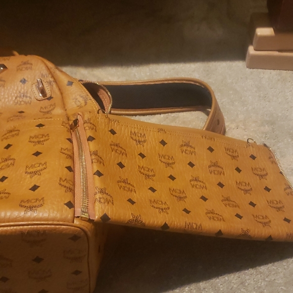 MCM Cognac Studded Backpack